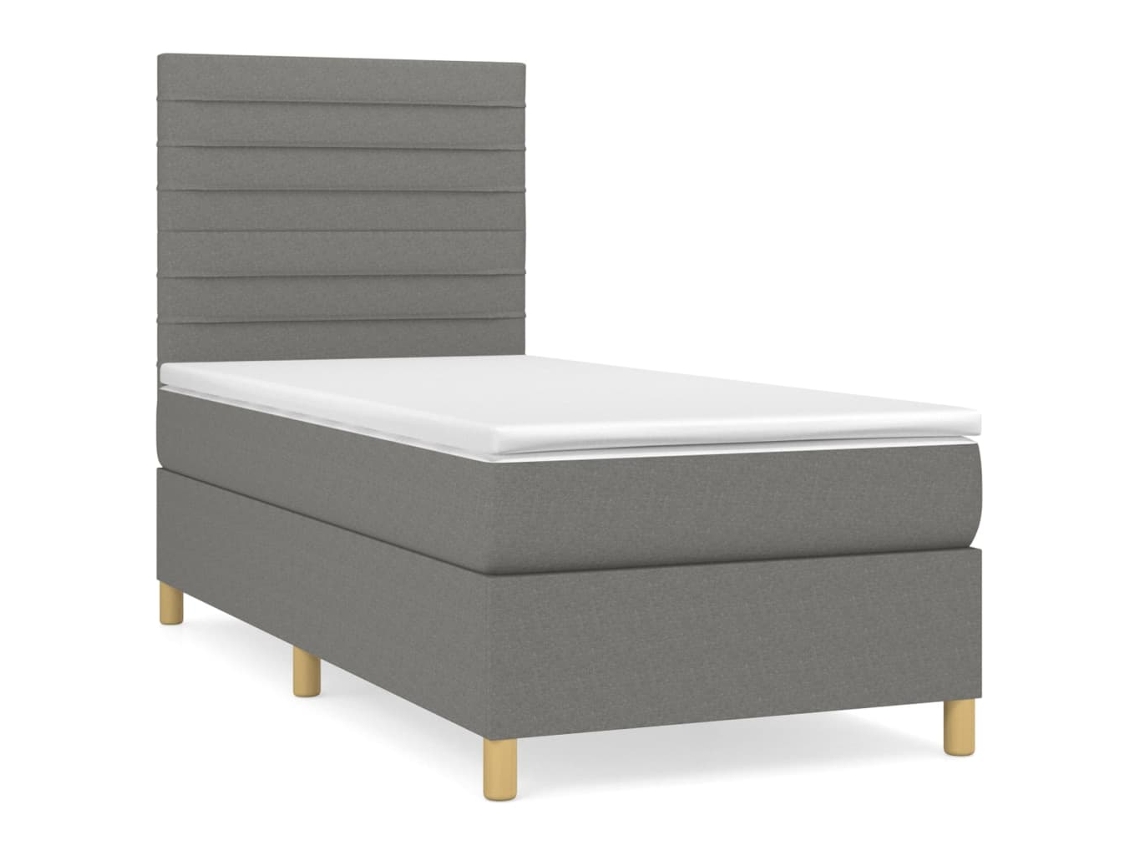 Cama com Molas e Colchão Tecido Cinzento Escuro MAISON EXCLUSIVE (90x200 cm)