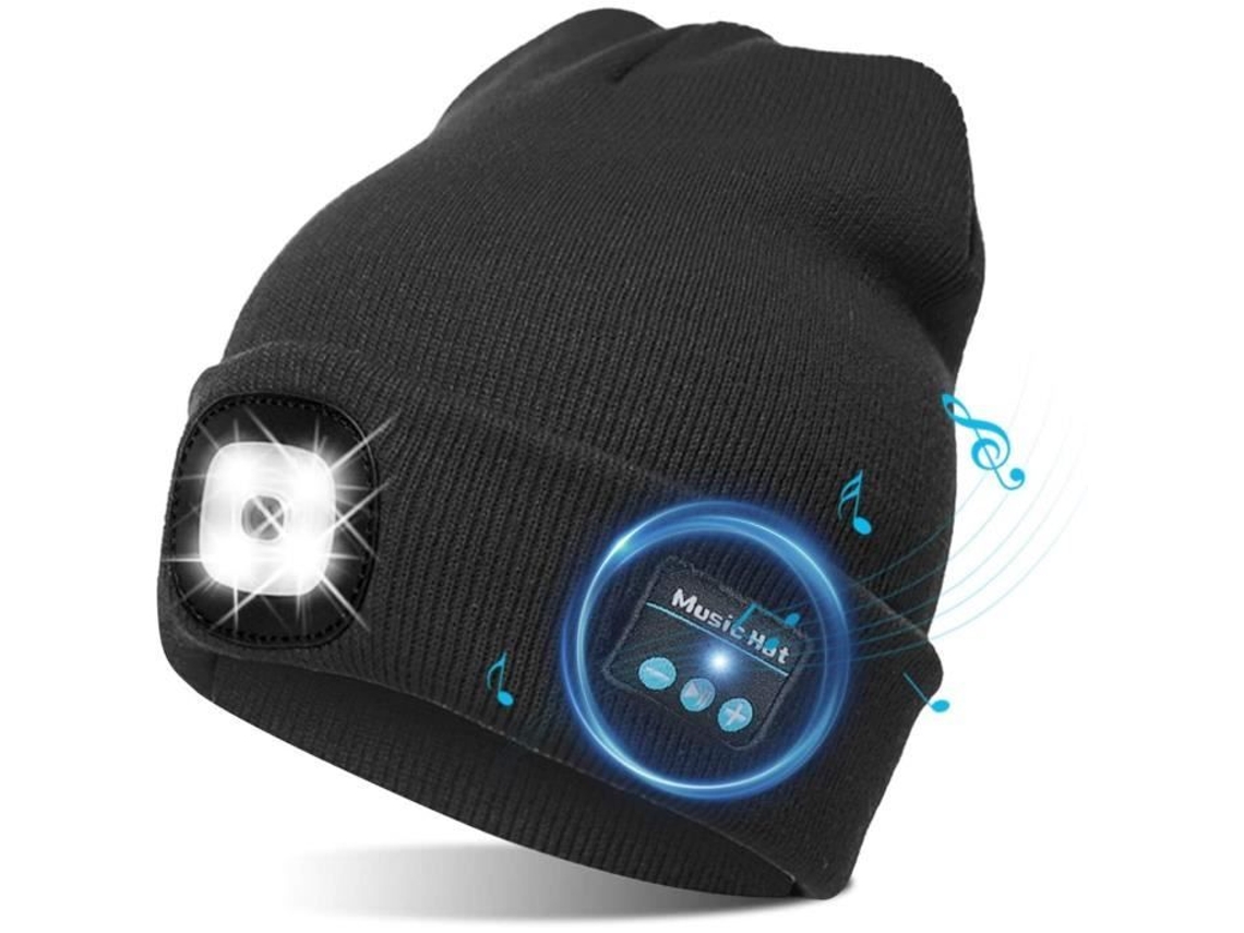 Gorro Led Bluetooth 5.0 Alto-Falante Estéreo Embutido e Microfone Iluminação de Malha Quente de Inverno Música Sem Fio Bluetooth ZHUODIKE