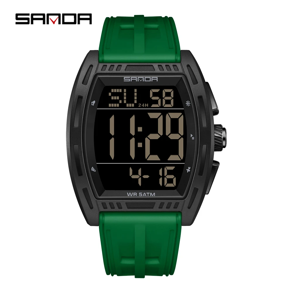 Relógio Masculino Eletrônico Moderno (verde) Com Funções De Pulso.