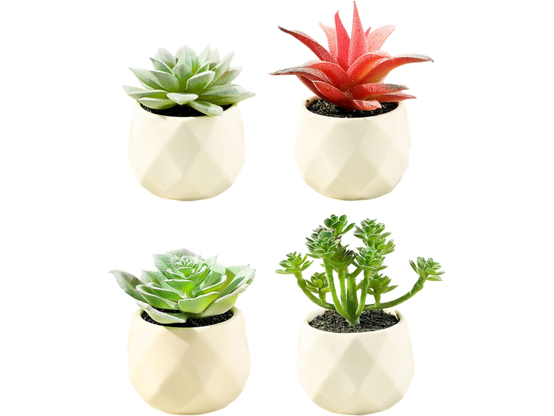 4 Peças de Flores Falsas Suculentas Bonsai Decoração Criativa Vaso de Flor Artificial RNEMITERY