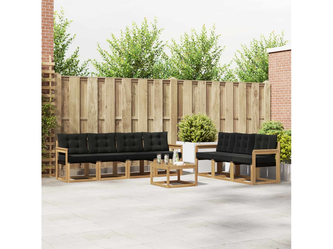 Vidaxl Conjunto De Sofás Para Exterior 8 Unid. Branco E Preto