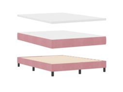 Conjunto 1 Cama Box Vidaxl Rosa Veludo (200 X 140 Cm)