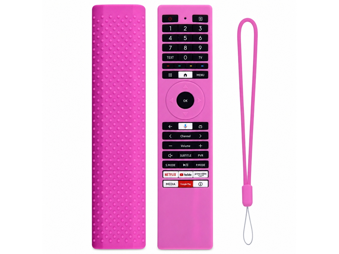 Capa De Silicone Rosa Para Comando De Tv Compatível Com Toshiba Série Ct-erf, Antipoeira E Fosforescente_dae