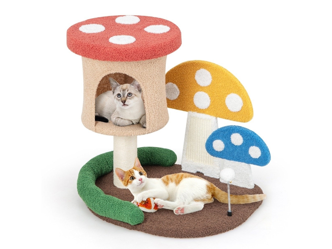 Árvore para Gatos em Forma de Cogumelo com Caverna e Brinquedos NORTHIX