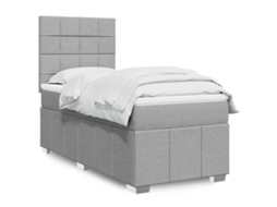 Cama com molas/colchão 90x190 cm tecido cinzento-claro