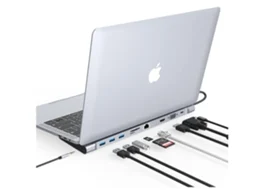 10 em 1 Usb C Docking Station Dual Display Laptop Usb C Docking Station Usb C Hub Dock para Macbook e Windows Cinza BISBISOUS