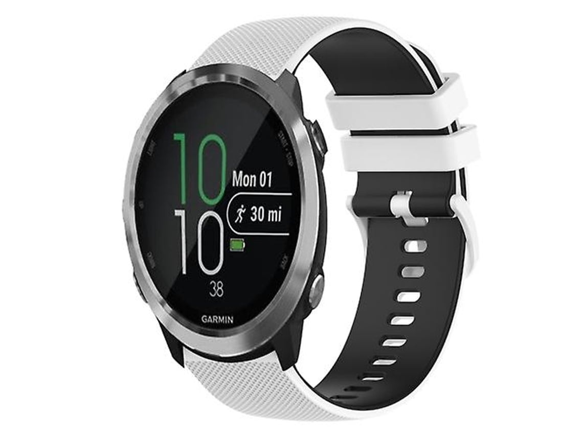 Pulseira De Relógio Lurelia Para Garmin Forerunner 645 20 Mm Xadrez Bicolor Silicone Branco Preto