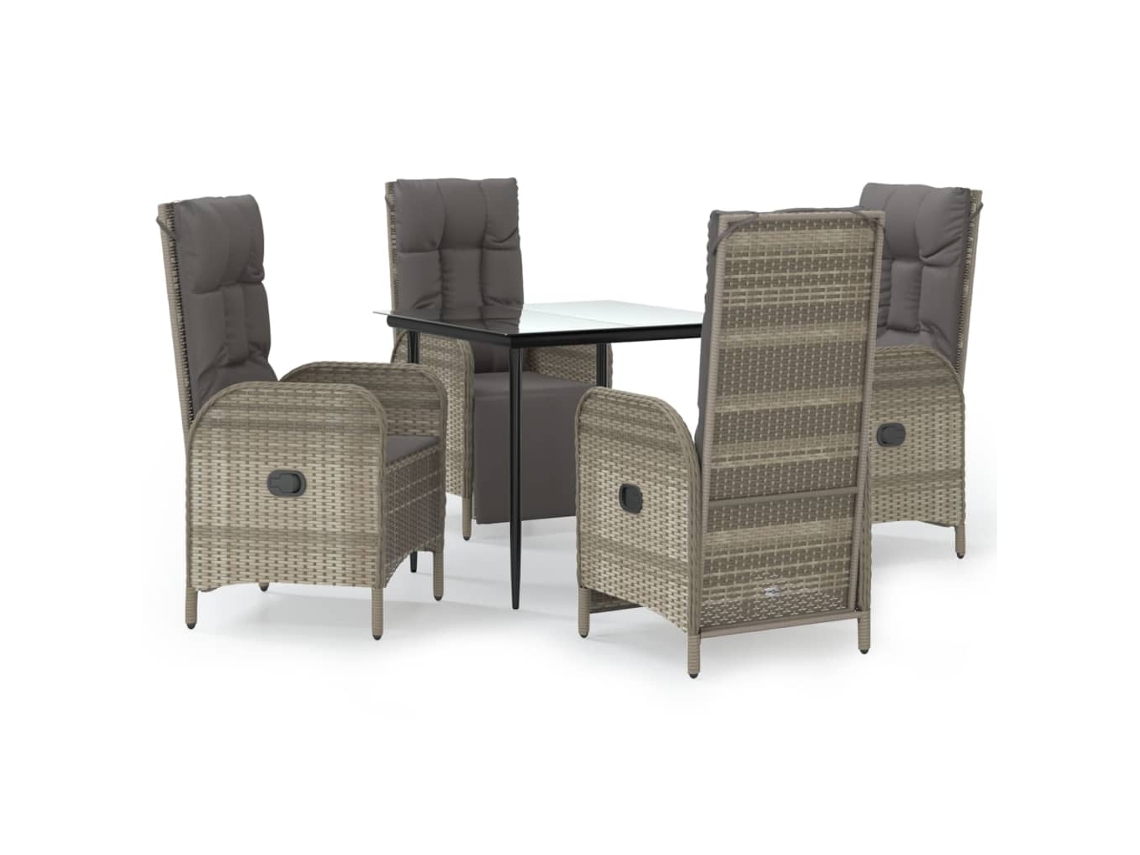 Garden Dining Set, Garden Dining Sets Vidaxl Cinzeto Rattan / Vime (mesa Com 80 Cm De Comprimento)