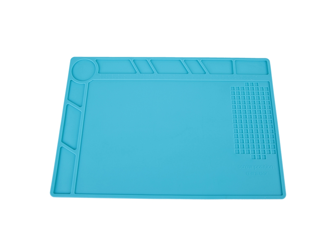 Almofada de silicone antiderrapante para reparo de relógios e estação de solda, resistente ao calor até 500°C.
