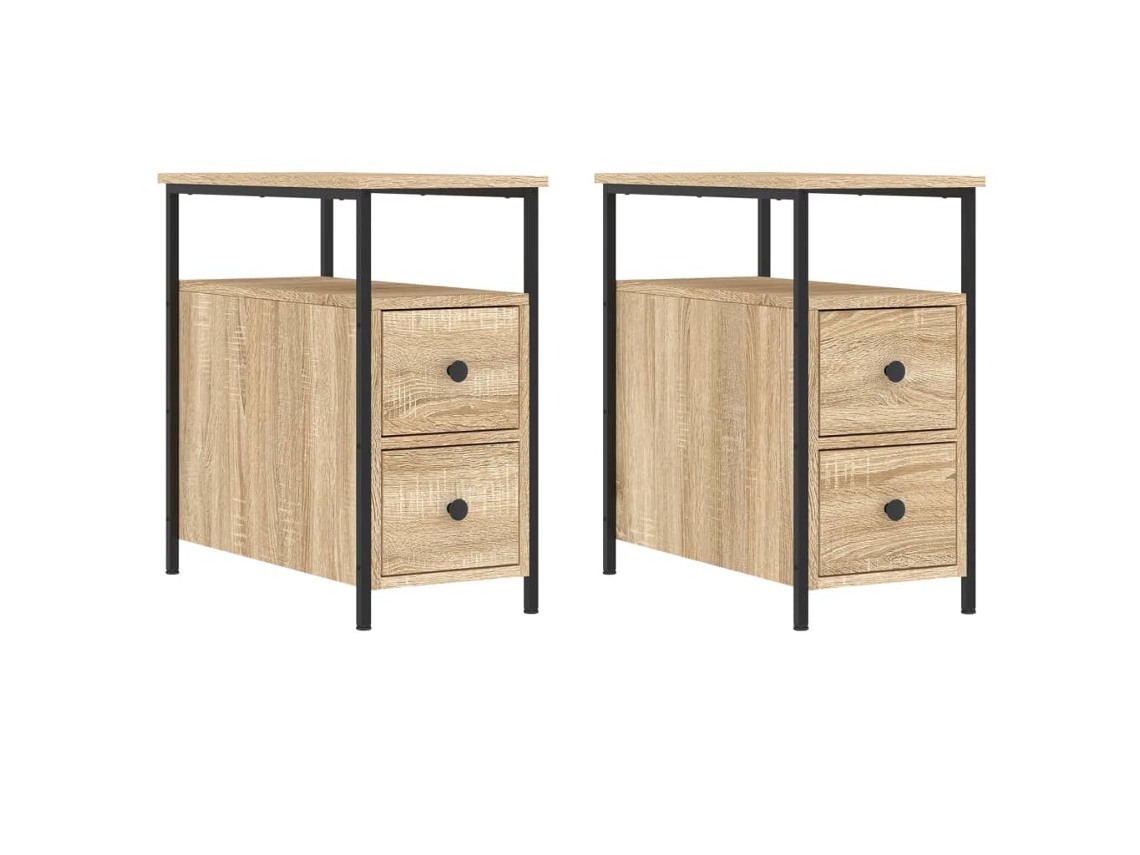 Bedside Cabinet, Bedside Cabinets Vidaxl Marrom Madeira Processada (n/a)