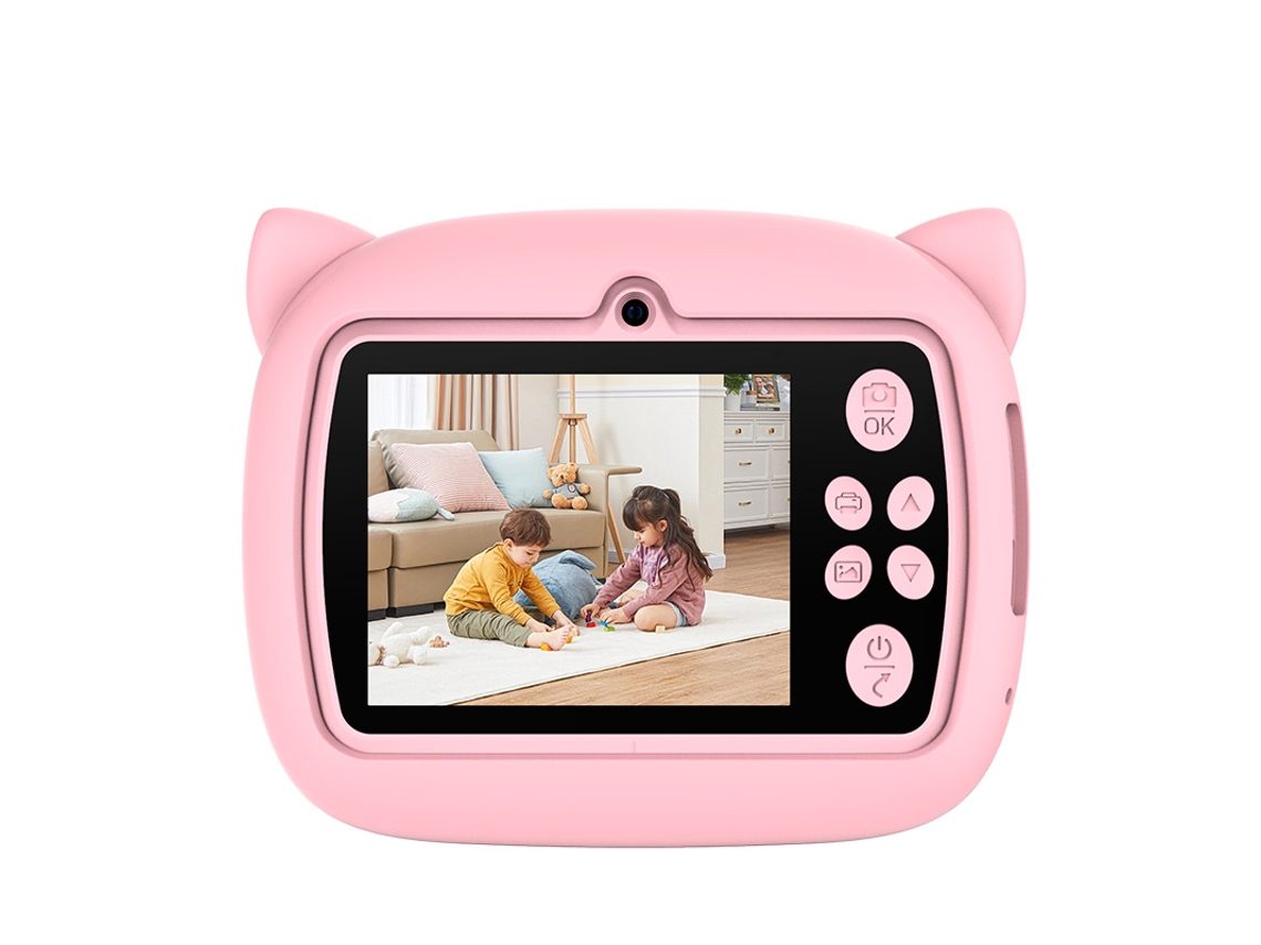 Câmera Instantânea Infantil com Impressão (tela de Alta Qualidade, Bateria de Longa Duração, Cartão de Memória Não Incluído) YUNZII (gato Rosa)