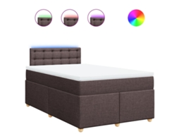 Cama Boxspring com Colchão 120x190 cm Tecido Castanho escuro MAISON EXCLUSIVE
