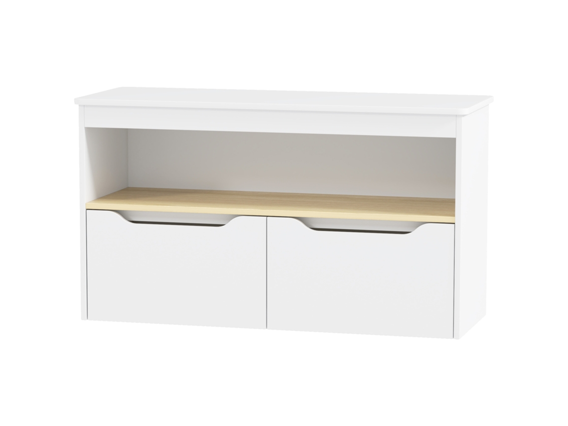 Prateleira Infantil Com 2 Gavetas E Compartimento, 80x30x45cm, Branco