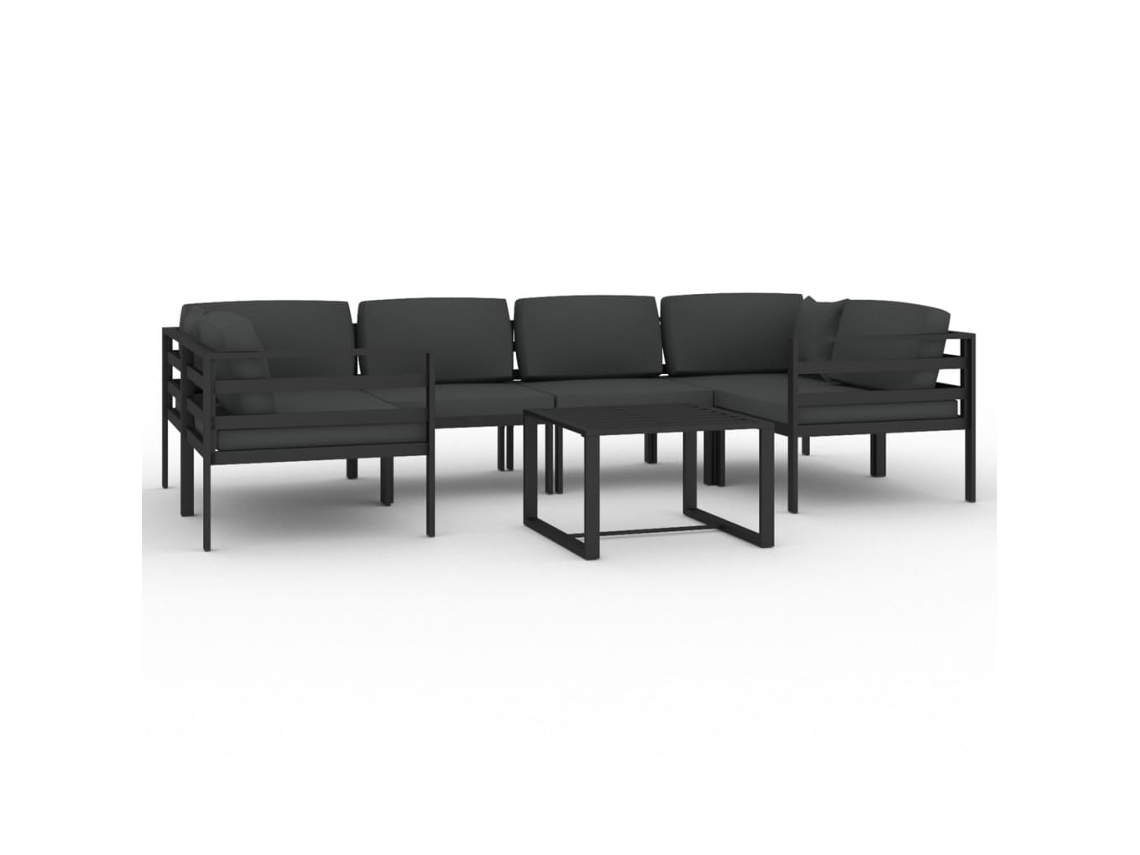 Conjunto de 7 Lounge Jardim com Almofadões em Alumínio Antracite MAISON EXCLUSIVE