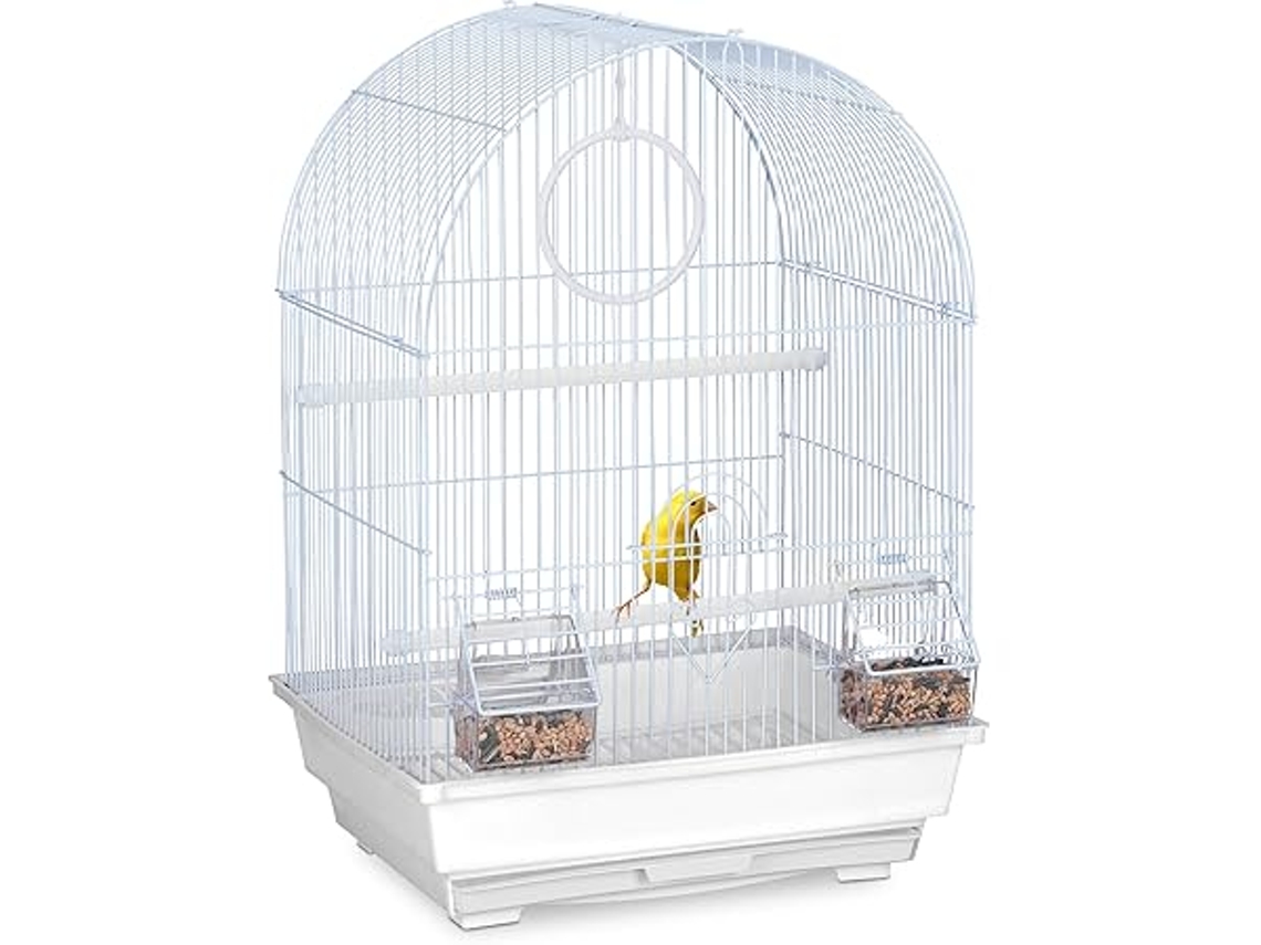 Gaiola para Canários e Periquitos, com Poleiro, Balanço Comedouro, 49,5 X 34,5 31 Cm, Branco, Ergonômico, Uso Diário STELASPLEN
