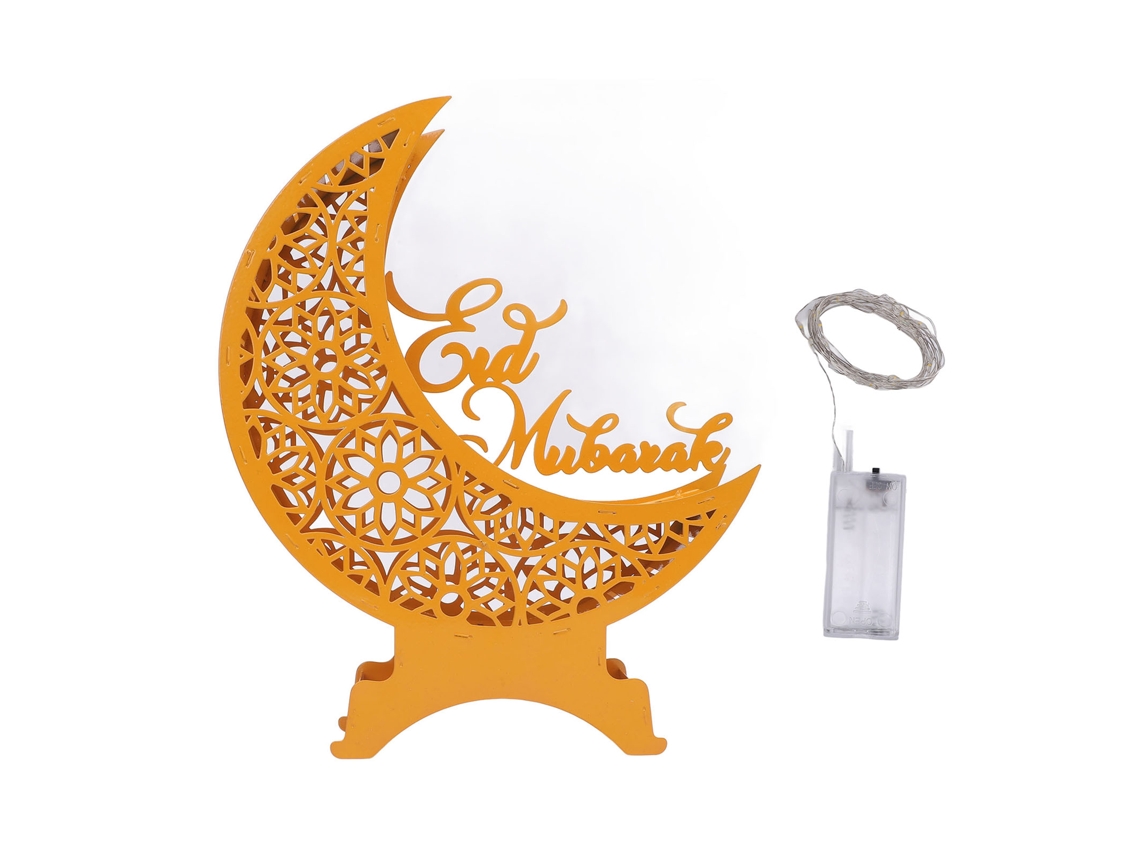 Laxiscreed Ornamento De Lua Amarela Com Iluminação Em Ferro Para Decoração De Mesa, Janela Ou Estante