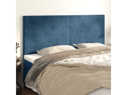 Cabecero de terciopelo de 4 piezas 90x5x78/88 cm azul oscuro