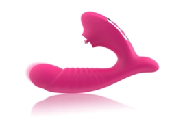 Brinquedo Vibrador Vibrador Para Lamber A Língua E Ponto G 2 Em 1 Para Mulheres, 7 Lamber A Língua E 10 Modos De Vibração, Vermelho