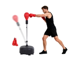 Bola De Boxe Alt. Ajust., Luvas Incl., Aço, Pe, Ø48x136-154 Cm, Preto/vermelho