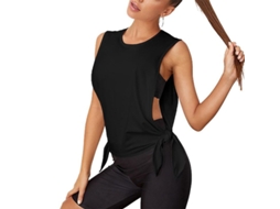2026 camiseta Esportiva Sem Mangas para Mulheres com Tirantes e Abertura Lateral Slim Fit em Poliéster e Spandex