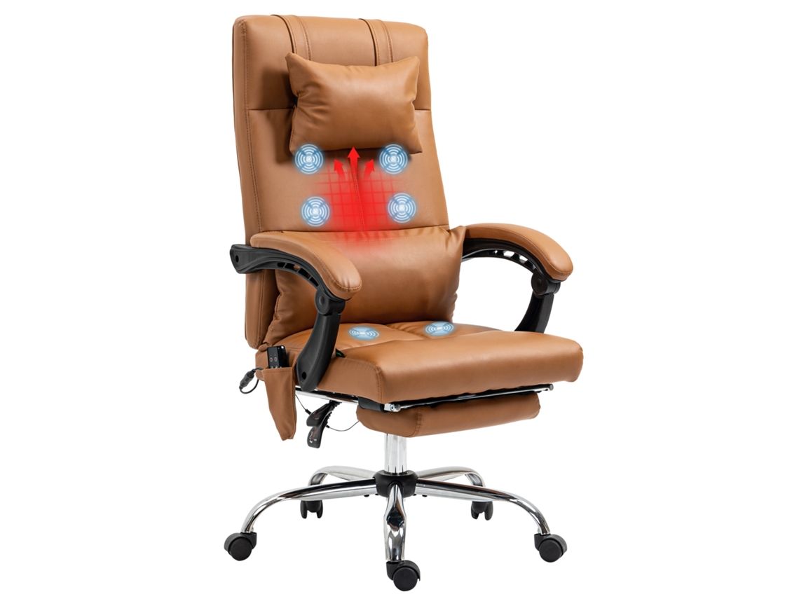 Cadeira de Escritório com Função Massagem, Ergonômica, 66x67x114 122cm, Marrom Claro