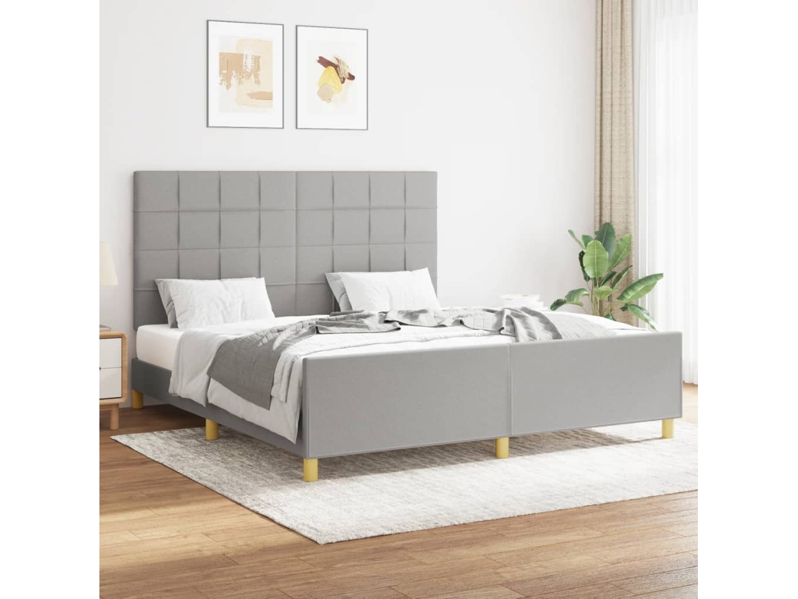 Vidaxl Estrutura De Cama Sem Colchão 160x200 Cm Tecido Cinzento-claro