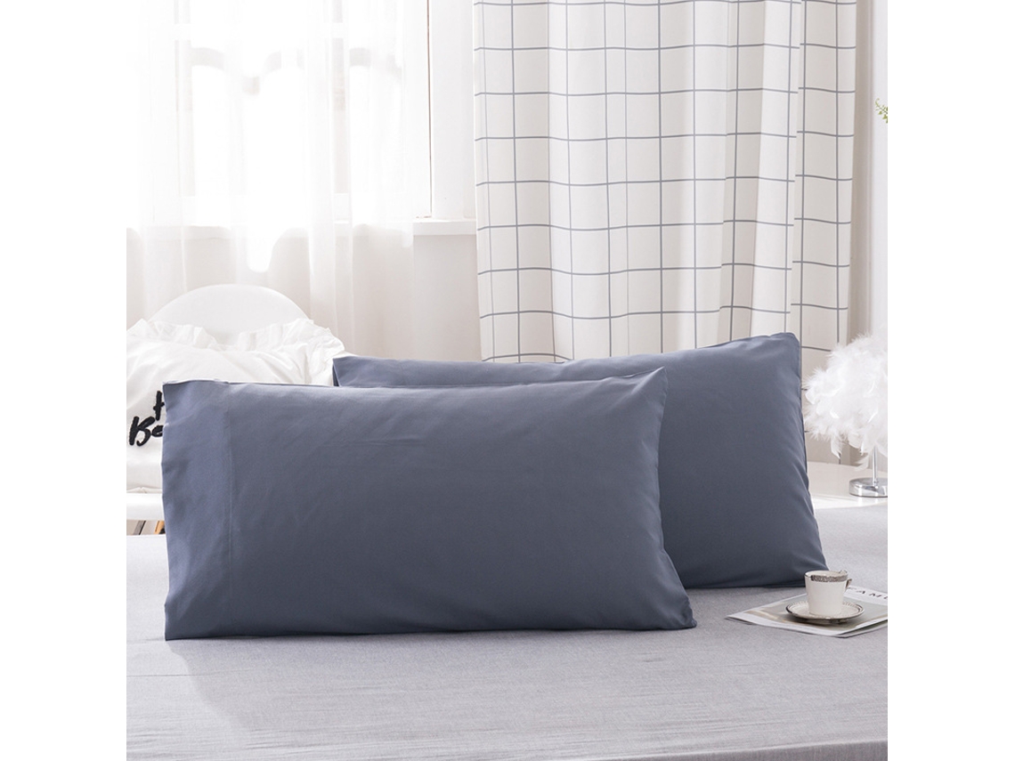Conjunto de 2 Fronhas de Cetim de Seda Macia e Lisa Azul Cinza EVELTEK 51x75cmx2