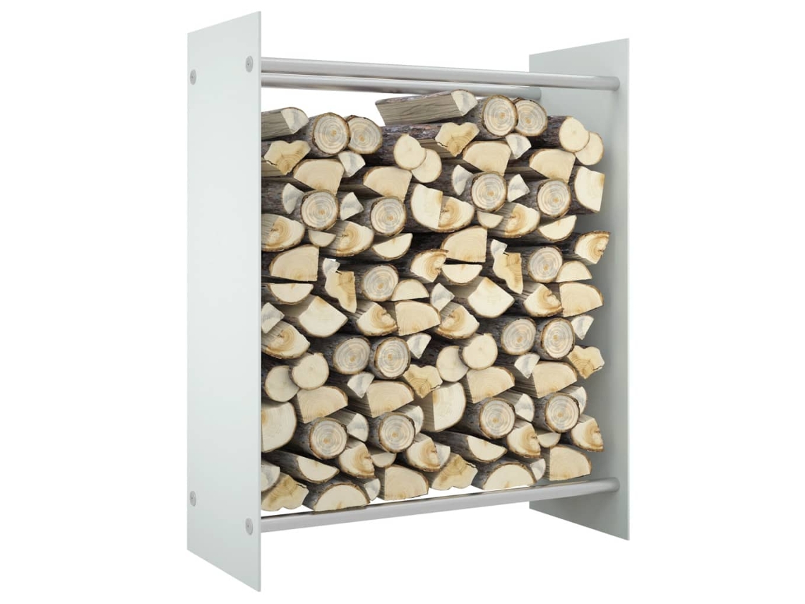 Vidaxl Suporte Para Lenha 80x35x100 Cm Vidro Temperado Branco