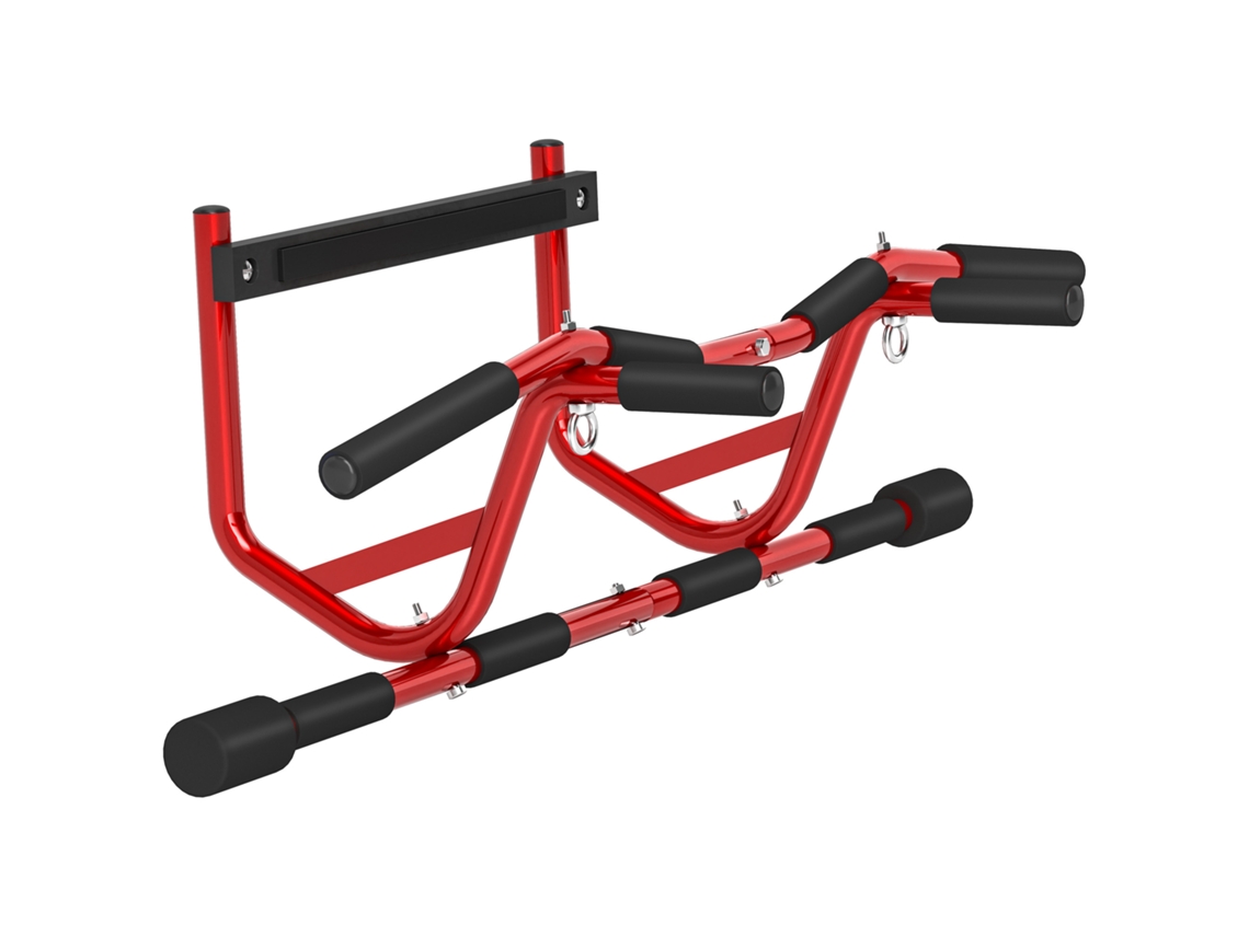 Barra de Elevação Multifuncional Barra de Elevação de Parede Carga 150 Kg para Exercícios e Treino Vermelho e Preto Ge