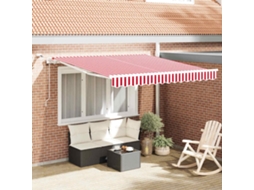 Vidaxl Toldo Retrátil Vermelho E Branco 300 X 250 Cm Poliéster