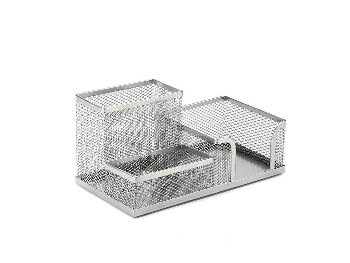 Organizador de Mesa em Tela Metálica com Porta, Canetas, Organizador de Materiais de Escritório e Escolares BRILVIBERA