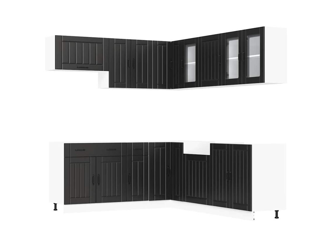 Conjunto de armários de cozinha Lucca Preto com 11 peças - EXCLUSIVO DA MAISON