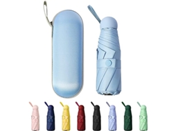 Guarda-chuva De Viagem Mini Dobrável À Prova De Vento Ultra-leve 5 Dobras 8 Costelas Azul Para Mulheres E Homens