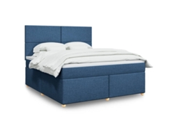 Vidaxl Cama Com Molas/colchão 180x200 Cm Tecido Azul