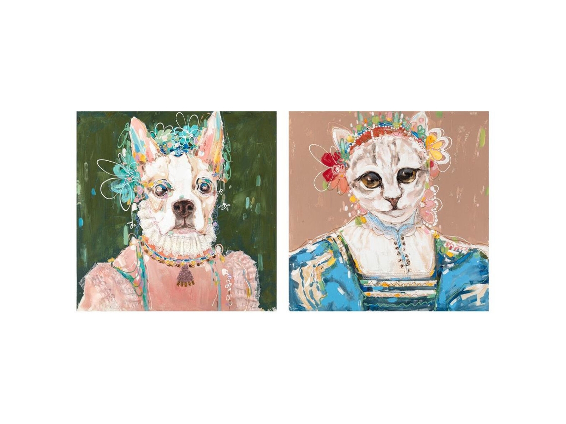 Pintura Dkd Home Decor Cão Moderno 90 X 3,7 X 90 Cm 2 Unidades