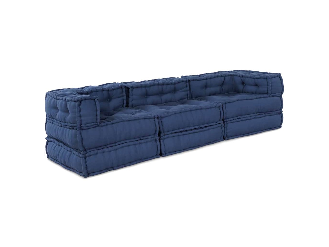 Vidaxl Unidade De Sofá Modular 3 Pcs Índigo Tecido