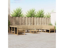 Vidaxl Conjunto De Sofás Para Exterior 11 Unid. Branco E Bege