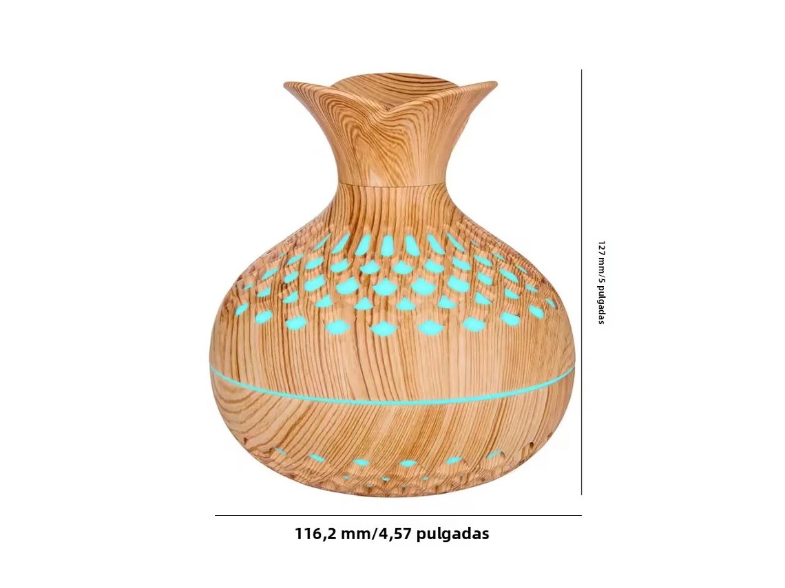 Umidificador de Madeira de 300ml com Névoa de Aromaterapia Usb para Uso Doméstico. MDUG (madeira Clara)