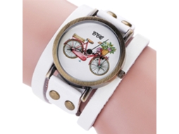 Reloj De Cuero Genuino Unisex De Capas Múltiples Acero Inoxidable Quartz Blanco