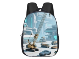 Mochila Escavadora Para Crianças Em Idade Pré Escolar, Estampada Com Alças De Ombro 9 Aquaforge