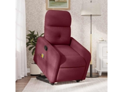 Vidaxl Poltrona De Massagens Reclin. Elevatória Tecido Vermelho Tinto