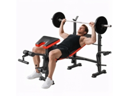 Exercício Completo de Banco de Peso Fitness com Suporte para Halteres, Encosto Ajustável, Aço, 175 X 139 X 127 Cm Preto