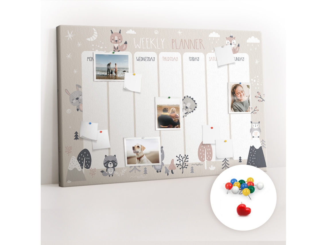 Quadro De Cortiça Com Impressão Planeador De Animais Para O Escritório Espelharte (120x80 Cm)
