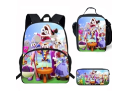 Conjunto De Três Peças De Mochila Infantil Com Motivos De Circo: Mochila Escolar Com Alças, Lancheira Térmica E Estojo, Padrão 25