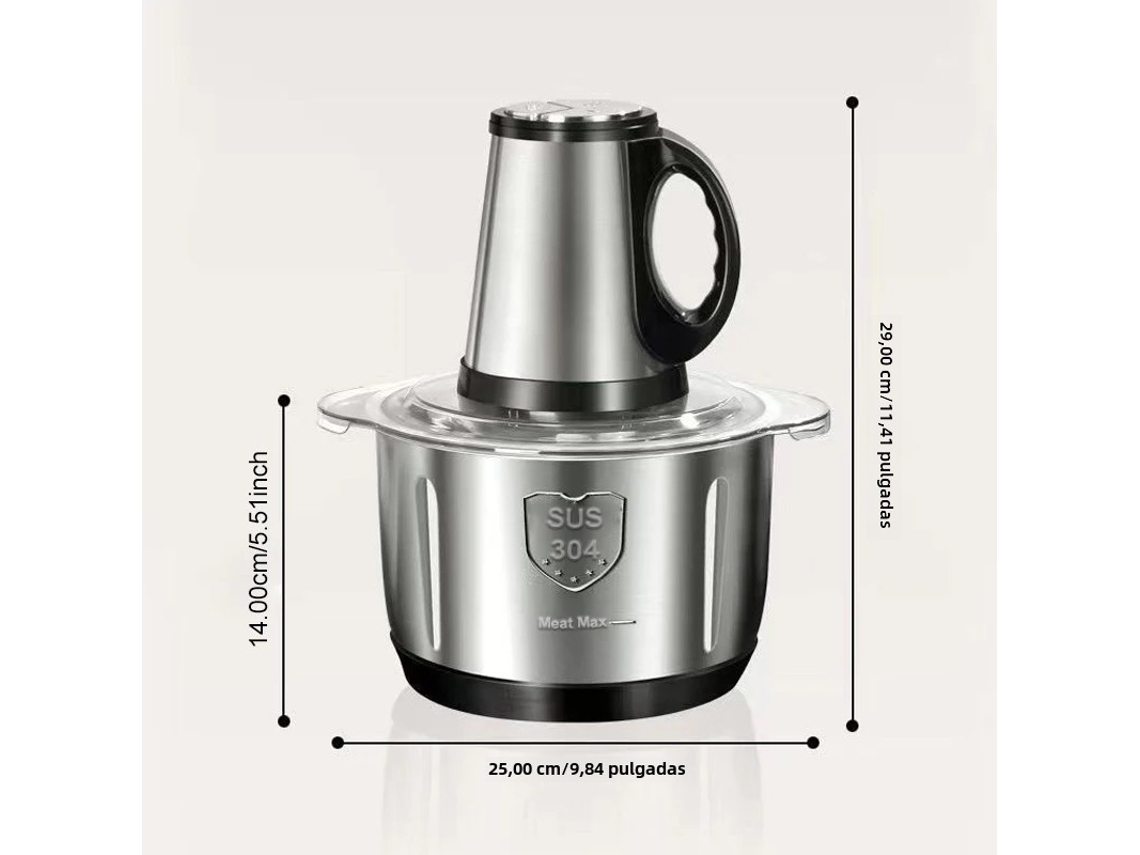 (110v) Processador De Alimentos Elétrico, Grande Capacidade De 5 Litros, Material De Aço Inoxidável, Com Função De Amassar Alho.
