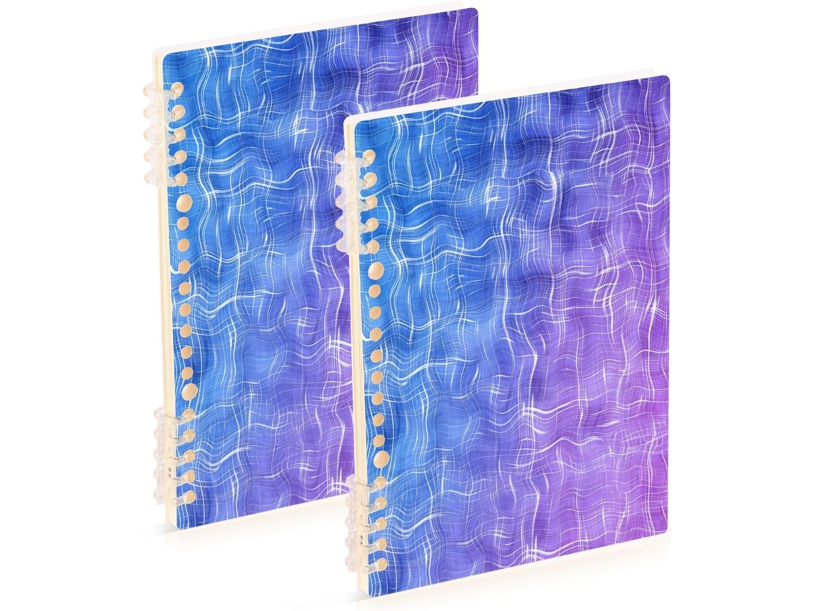 Conjunto de 2 Cadernos Espiral, Degradê Roxo, Tamanho A5 21,1 Cm Resistente (21,1 X 14,5 Cm)