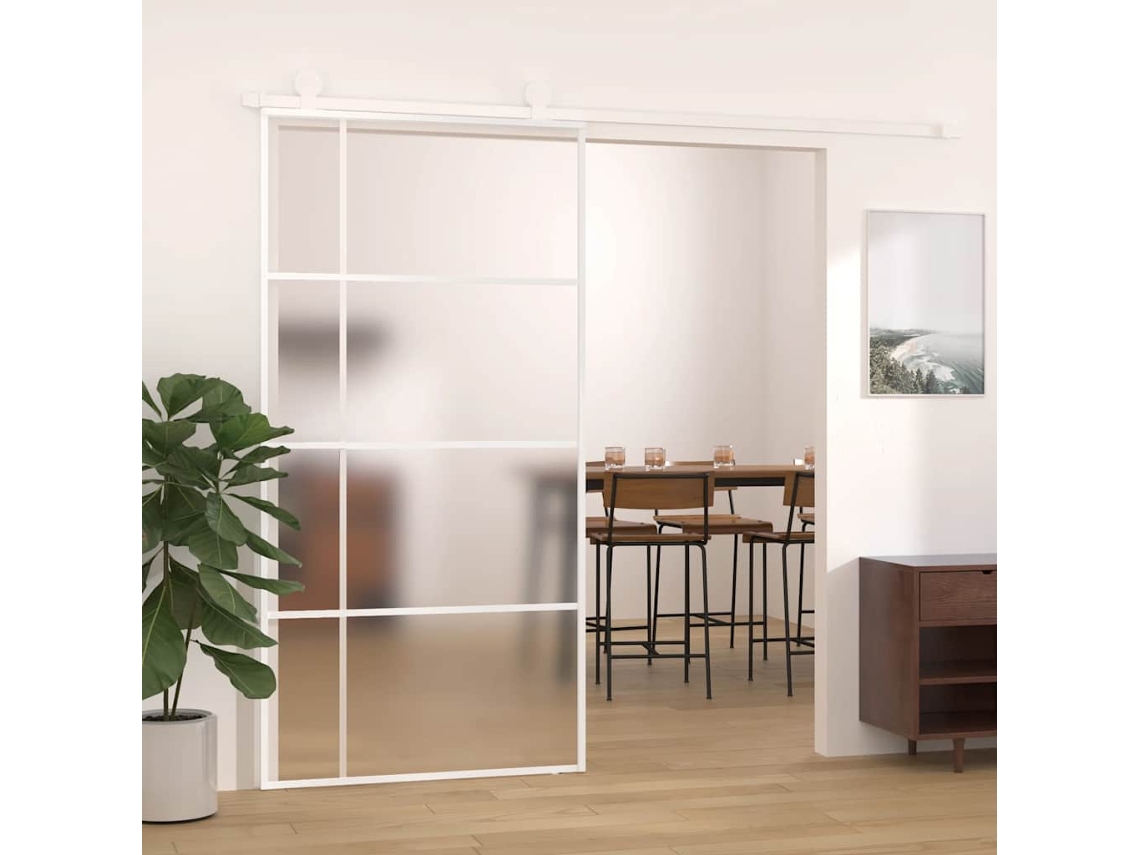 Vidaxl Porta Deslizante Vidro Esg Fosco E Alumínio 102,5x205 Cm Branco