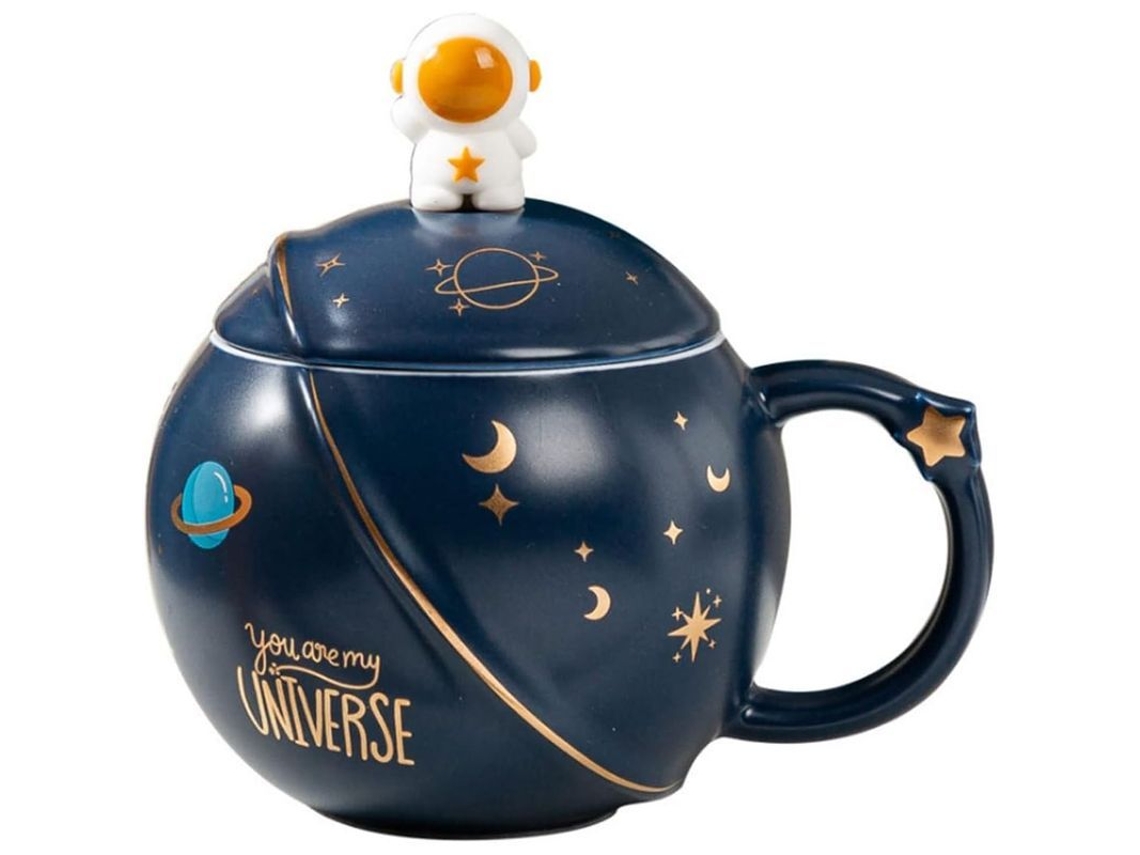 Taza Astronauta Cute 2025 Com Tampa E Colher, Cerâmica Premium Para Café, Chá E Leite, Presente Kawaii