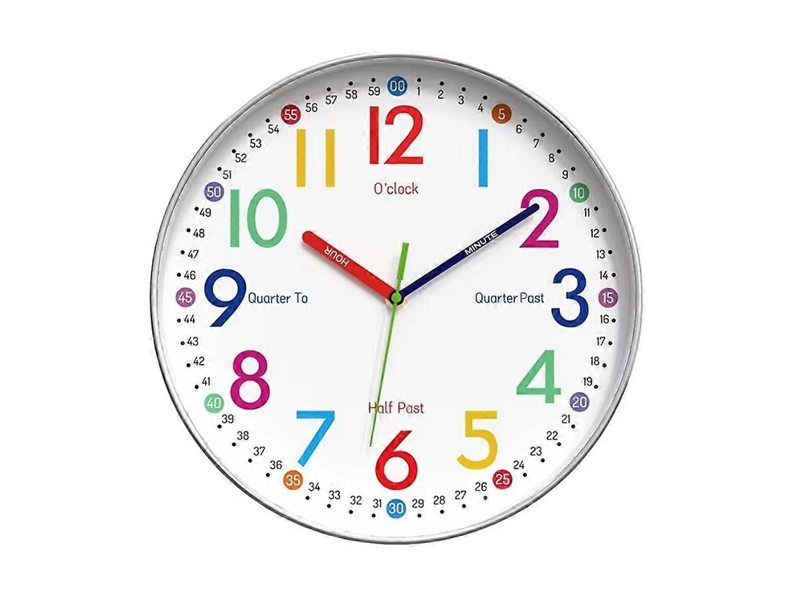Relógio de Parede Digital 30 Cm com Desenho Animado, Quartzo para Controle Tempo Infan Til, Pendurar na Parede. GOKOCO (12 Polegadas)