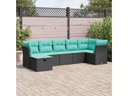 Vidaxl 7 Pcs Conjunto De Sofás P/ Jardim C/ Almofadões Vime Pe Preto